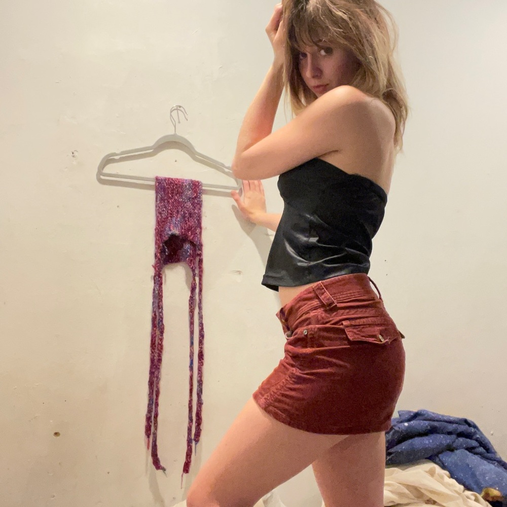 Red union bay corduroy mini skirt